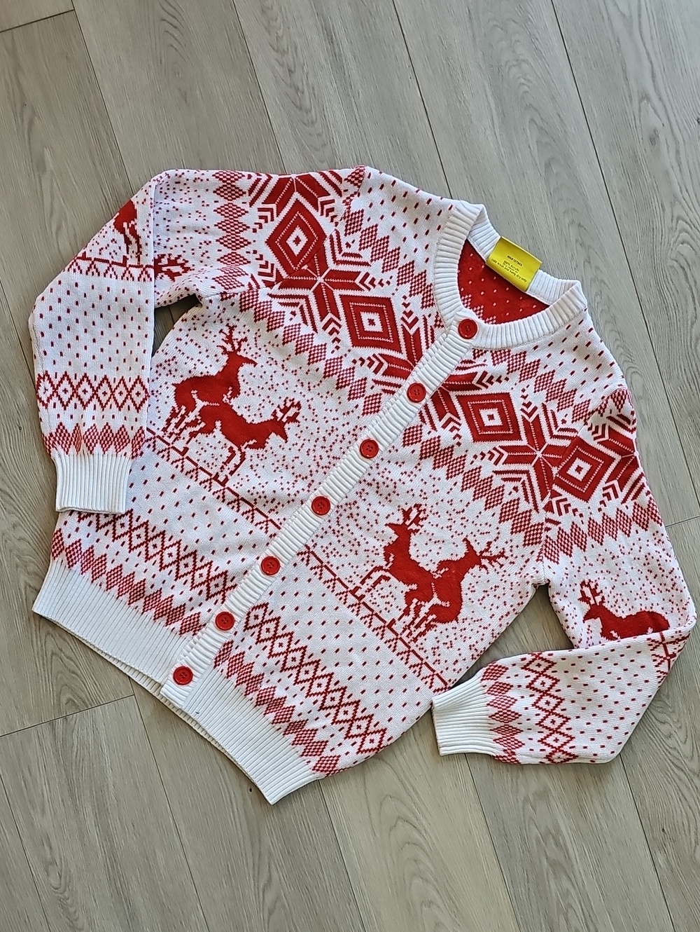 Tipsy Elves Reindeer Climax Double Date Cardigan Ugly Christmas Sweater, Large